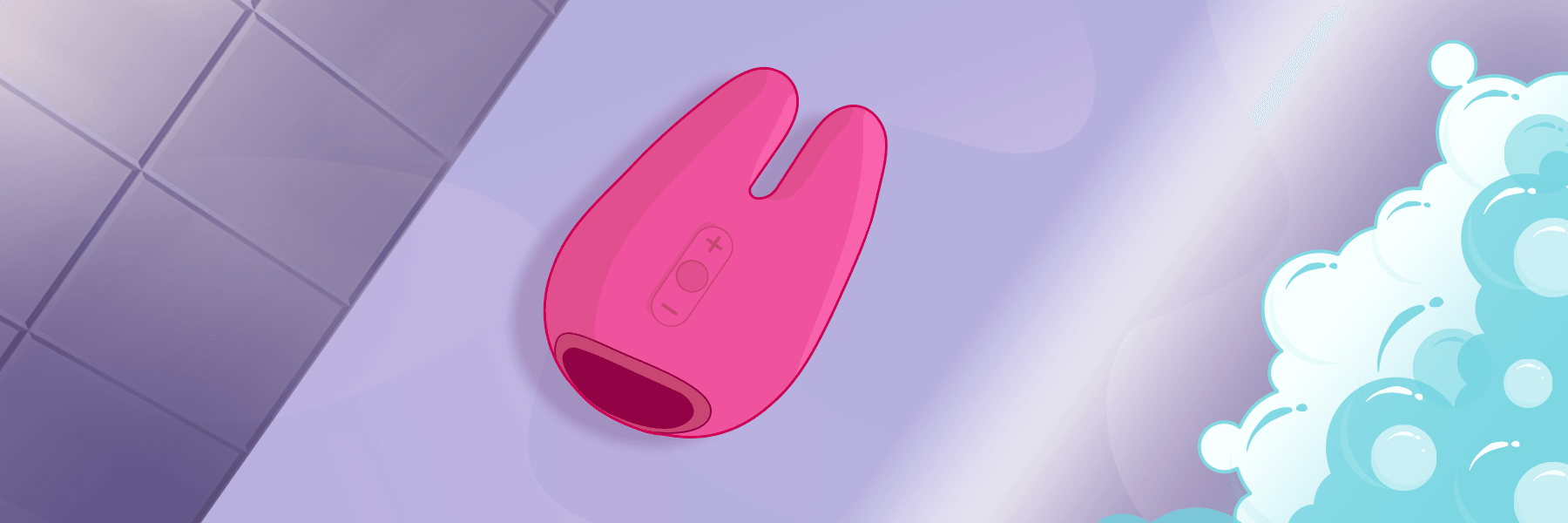 JimmyJane Form 2 Pro Pink laying on the edge of the bathroom tub