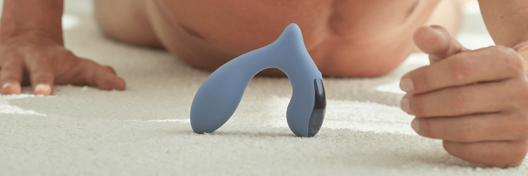 Luxury blue prostate massager on soft carpet, premium JIMMYJANE adult toy