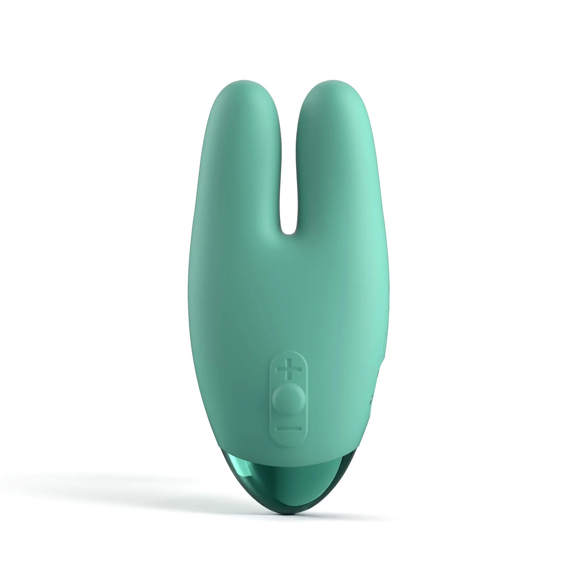 JIMMYJANE green dual-prong silicone massager with ergonomic design, product back view