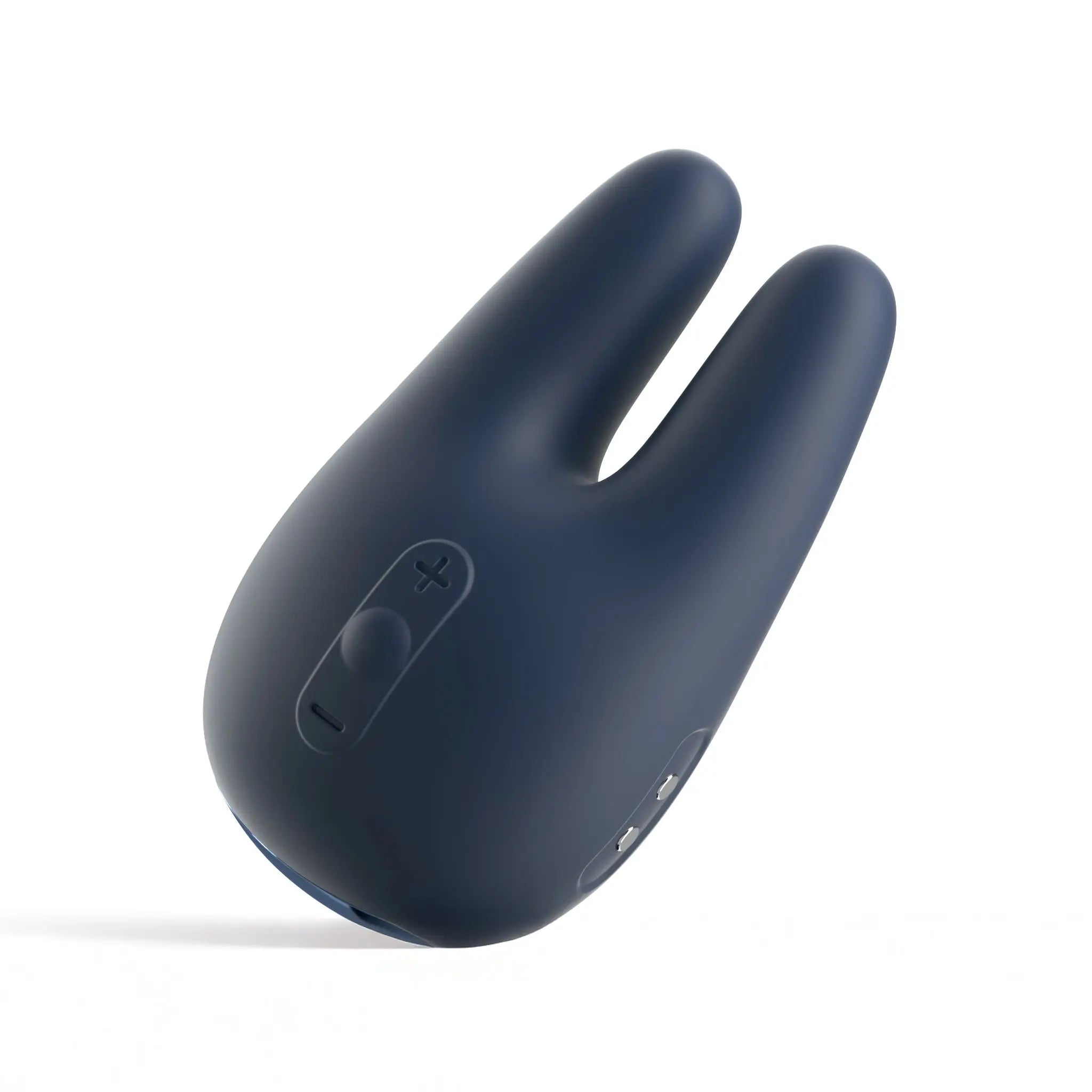 Slate blue JIMMYJANE luxury wellness device with dual prongs and control buttons on white background