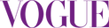 Vogue logo in purple on a white background