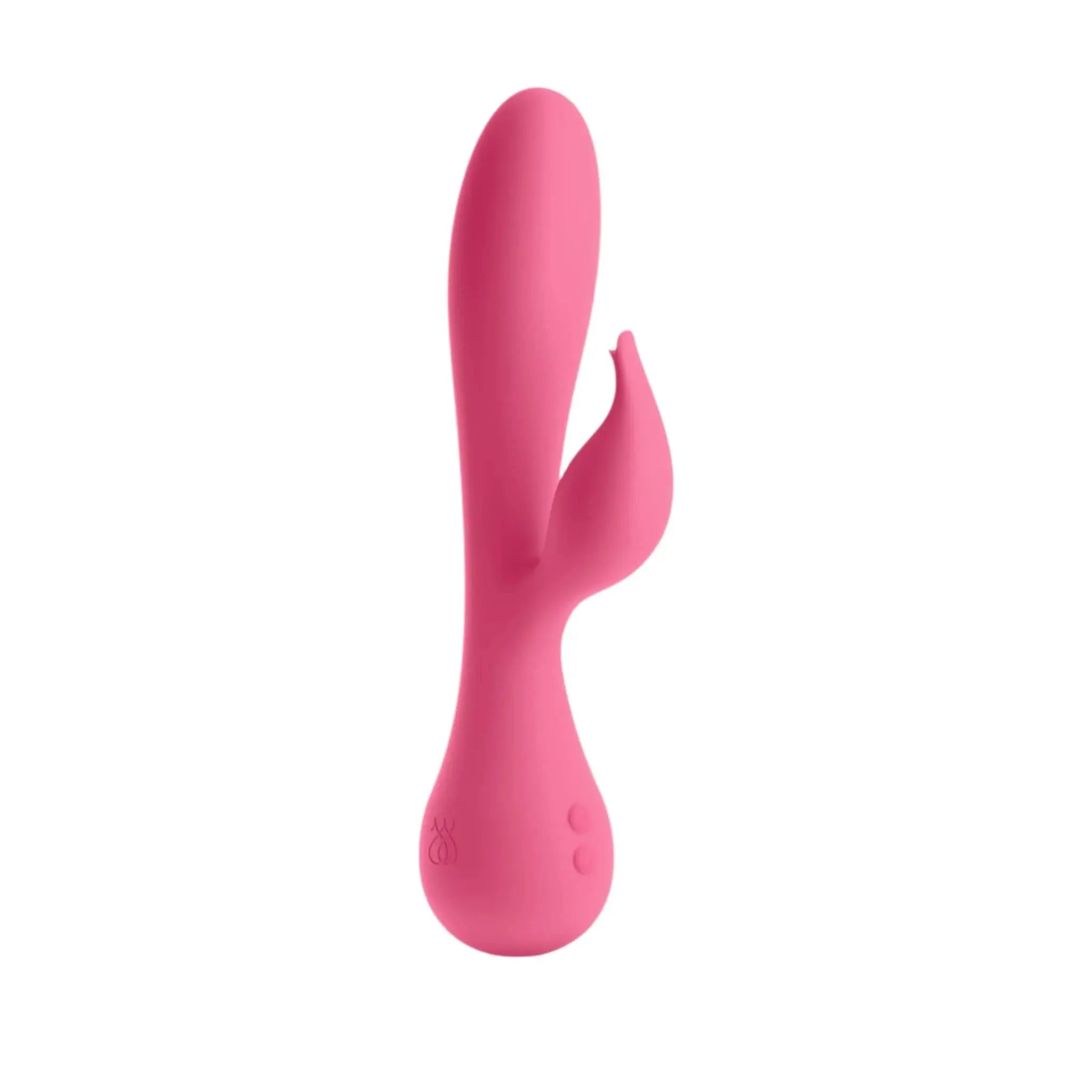 Pink luxury silicone massager by JIMMYJANE, ergonomic dual-arm design on white background
