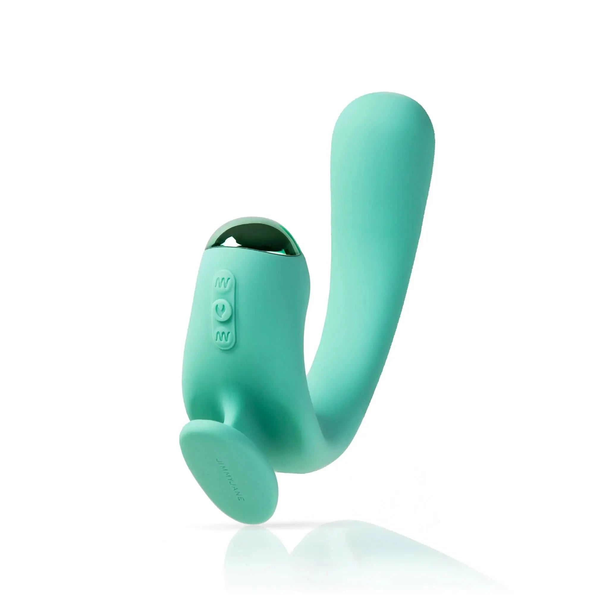 JIMMYJANE luxury teal silicone adult wellness massager with ergonomic design on white background