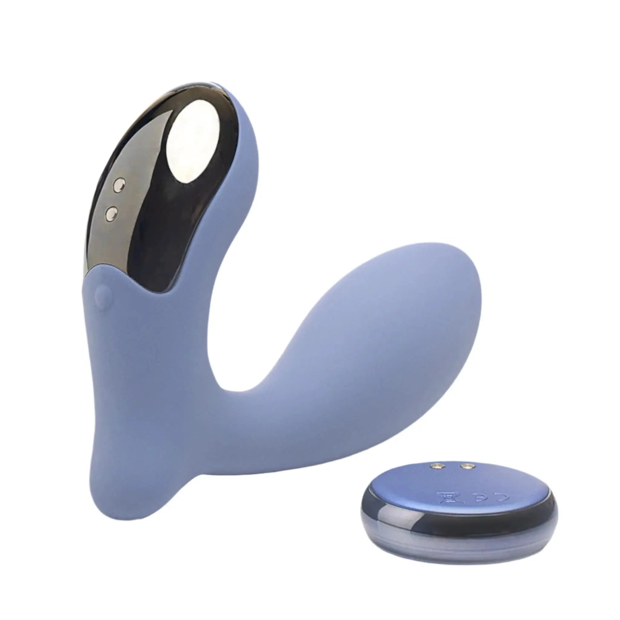 JIMMYJANE luxury blue silicone massager with remote on white background