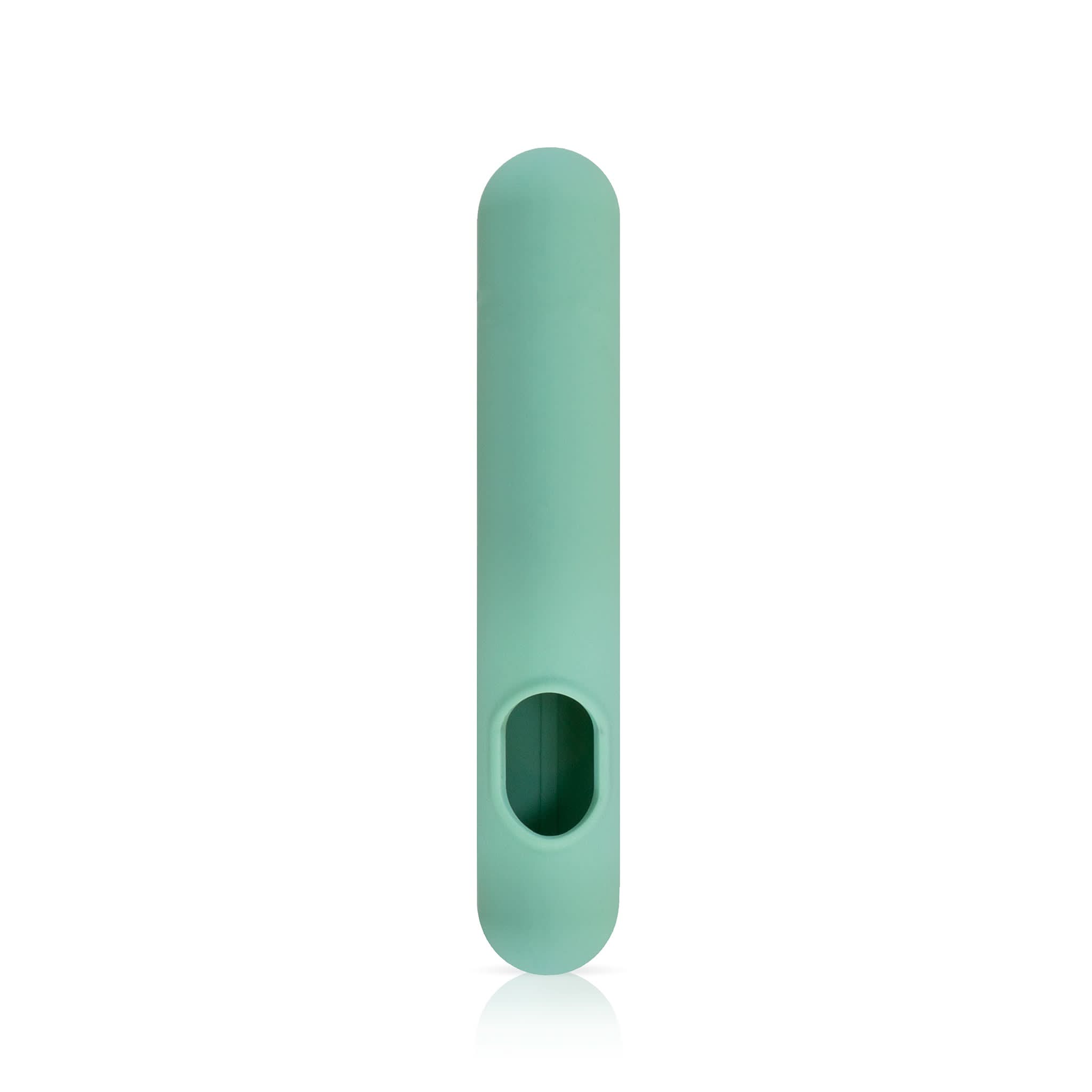The JIMMYJANE® Chroma™ Sleeve 3 is a mint green cylindrical silicone sleeve with a hole at one end, ideal for use with your favorite bullet vibrator. Shown upright against a white background.