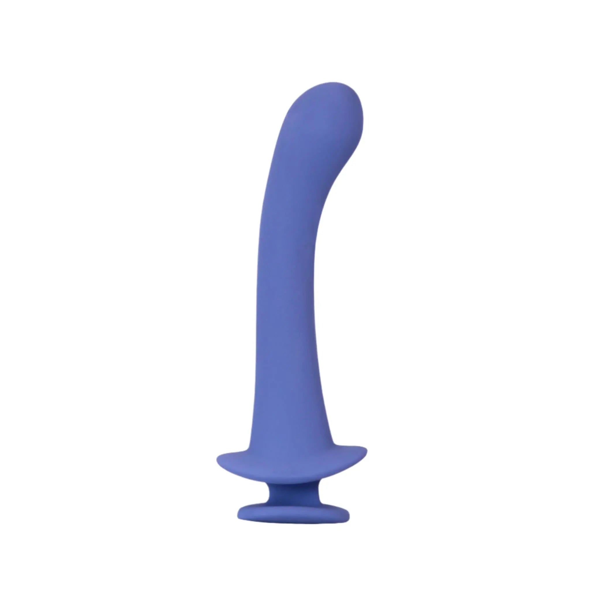 Blue silicone luxury pleasure product with curved design by JIMMYJANE on white background