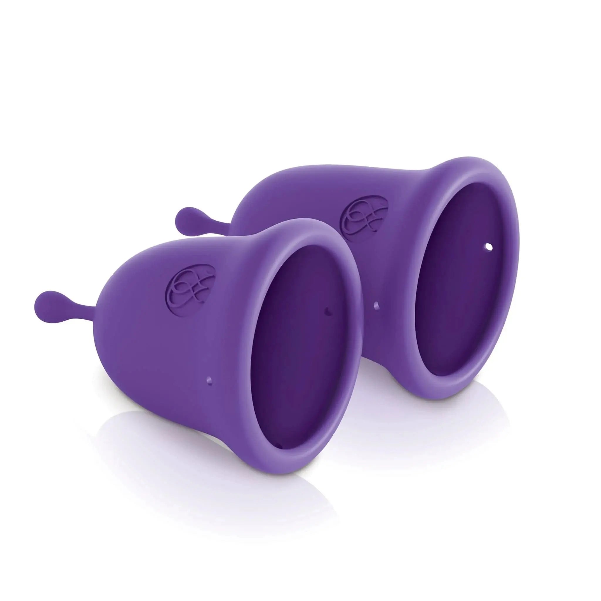 Pair of purple silicone luxury cups with logo, premium wellness accessory by JIMMYJANE