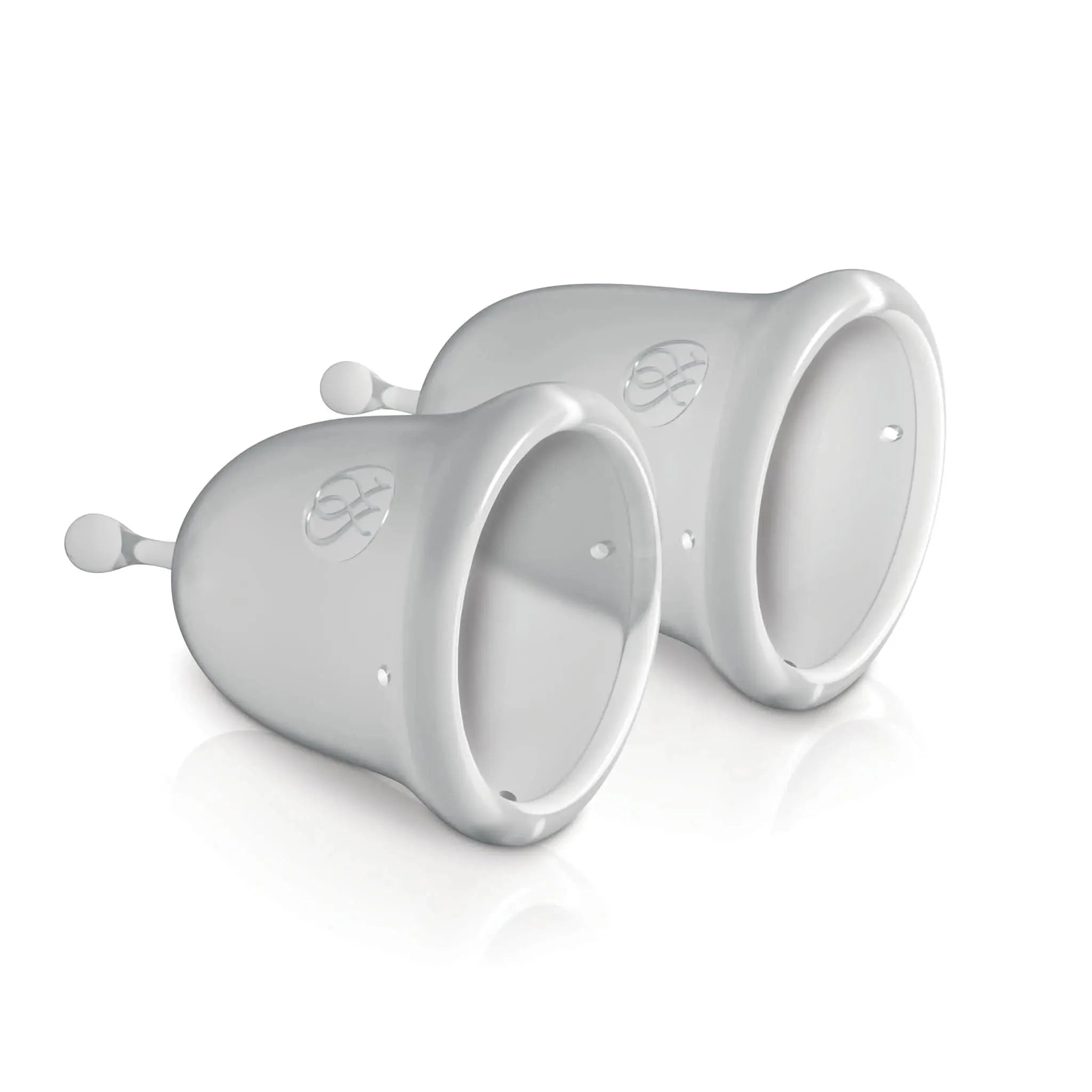 Pair of white silicone luxury cups with JIMMYJANE logo on a white background