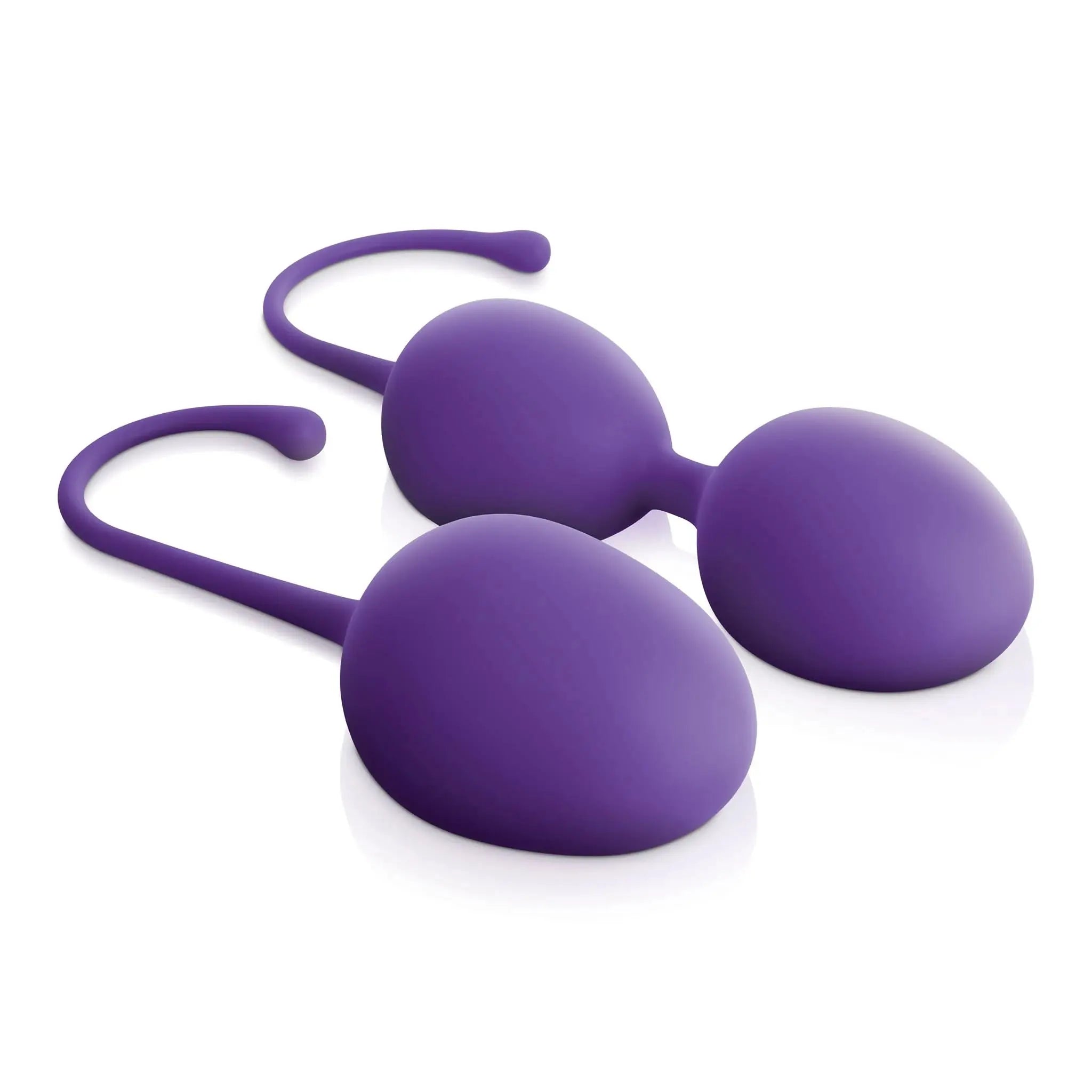JIMMYJANE purple silicone kegel exercise balls on white background, luxury wellness product