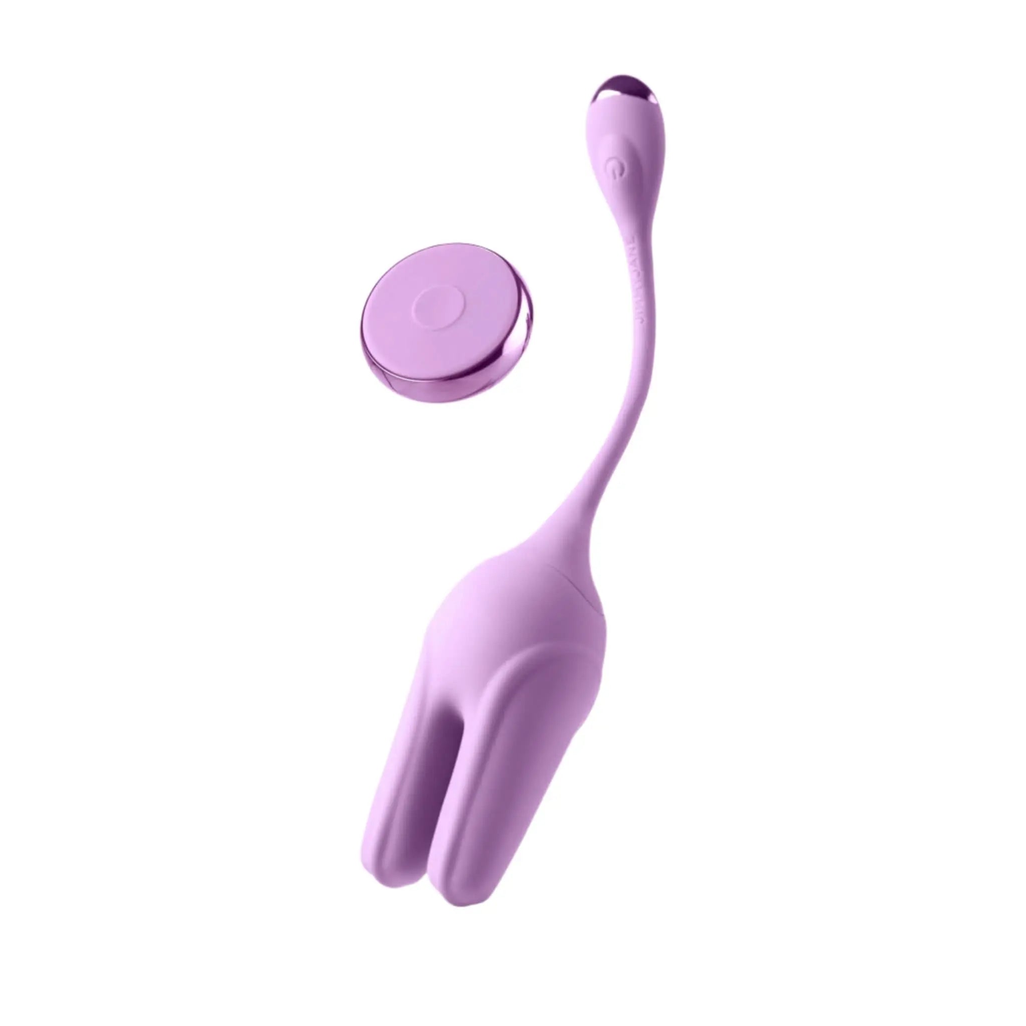 Purple luxury personal wellness device with remote, JIMMYJANE branded, on white background