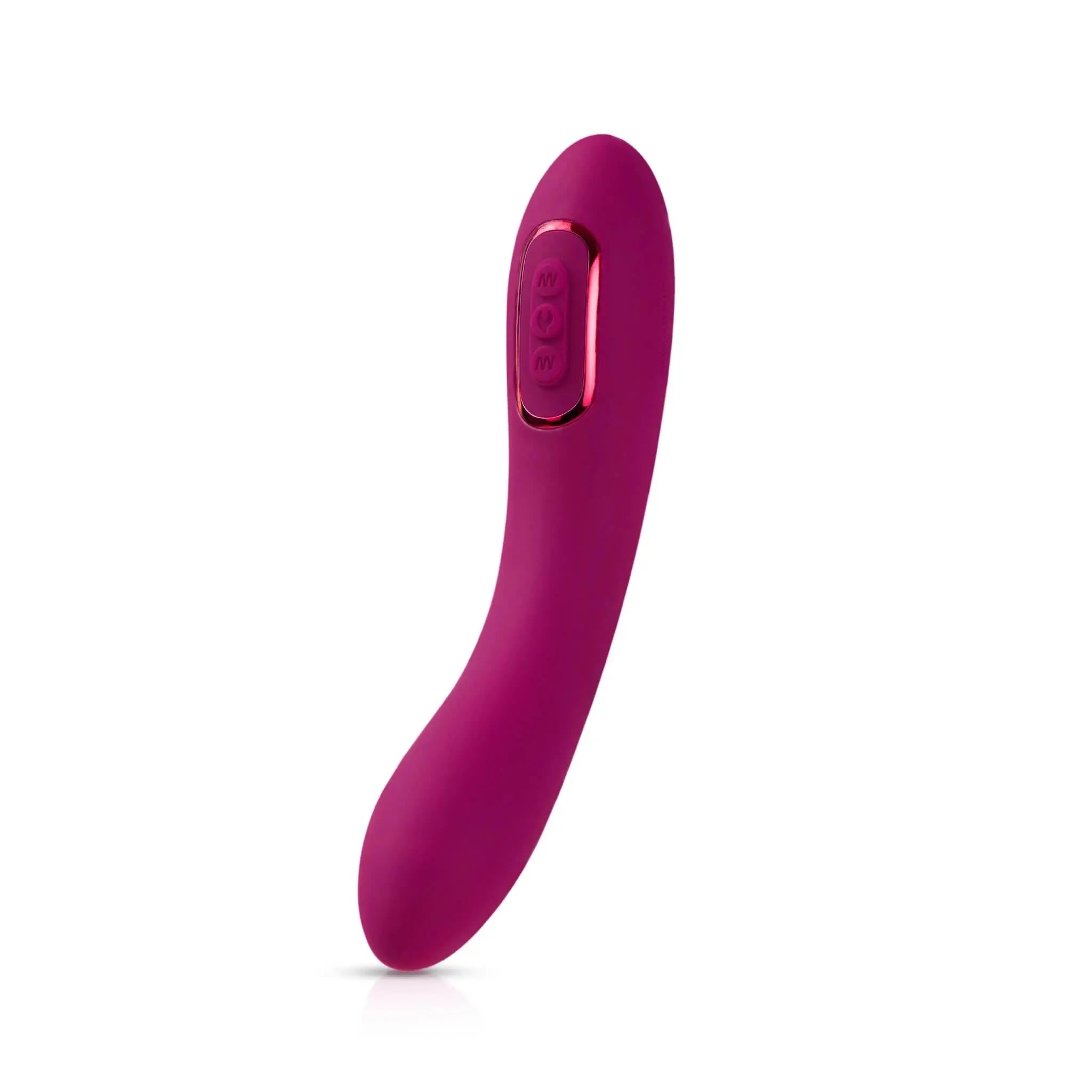 Luxury pink silicone personal massager with curved design by JIMMYJANE on white background