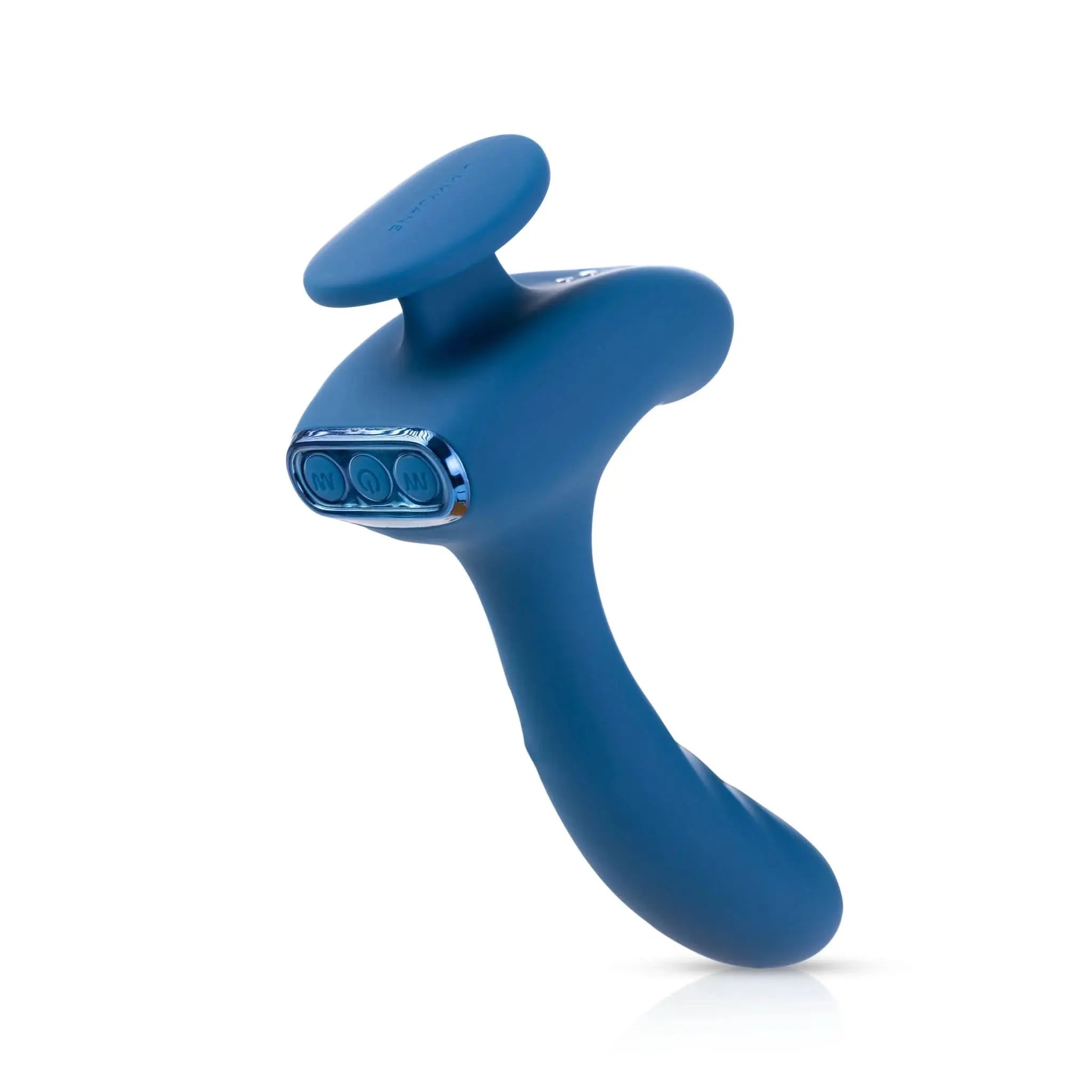 Blue luxury silicone massager with ergonomic handle and chrome controls by JIMMYJANE
