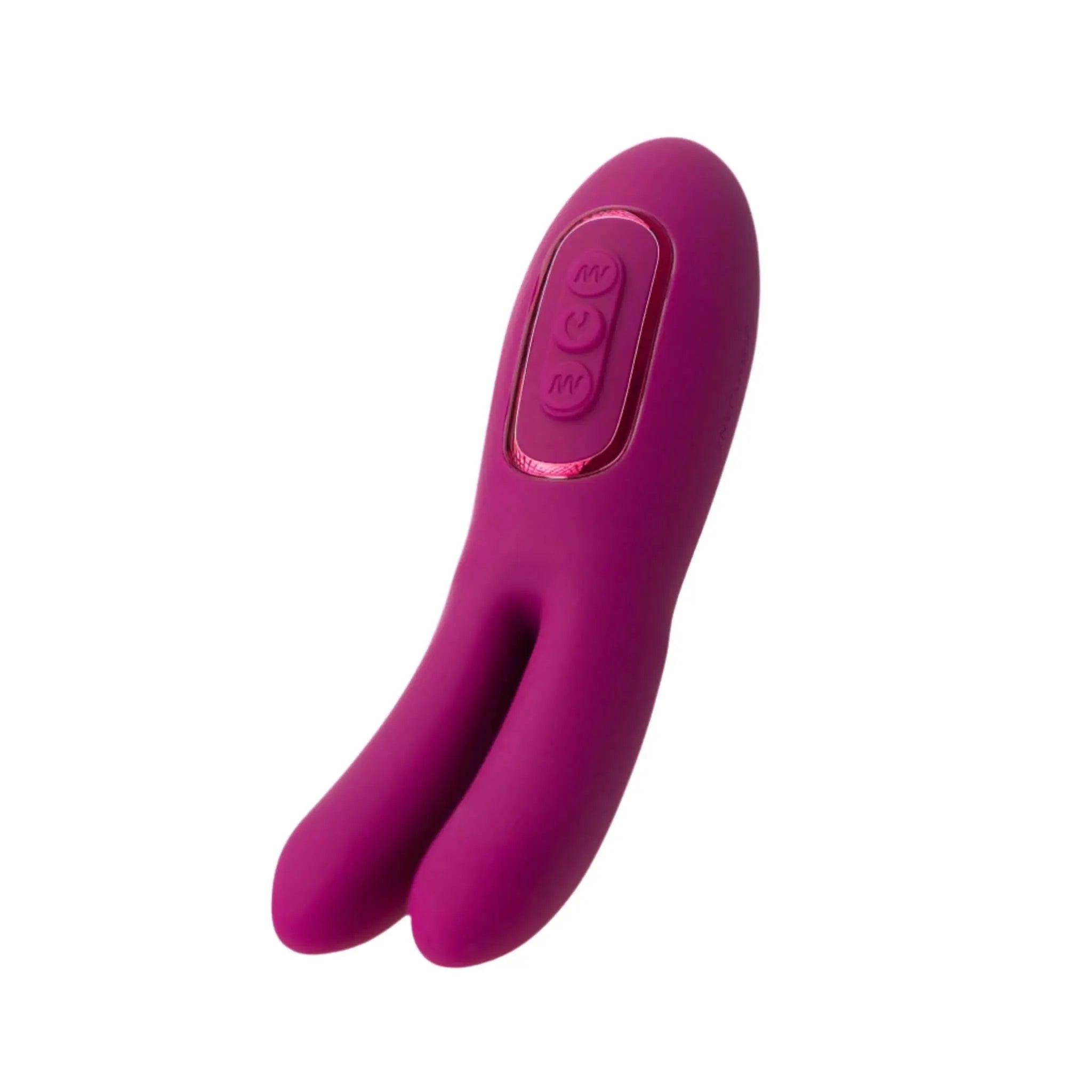 Purple luxury personal massager with split tip design and control buttons by JIMMYJANE