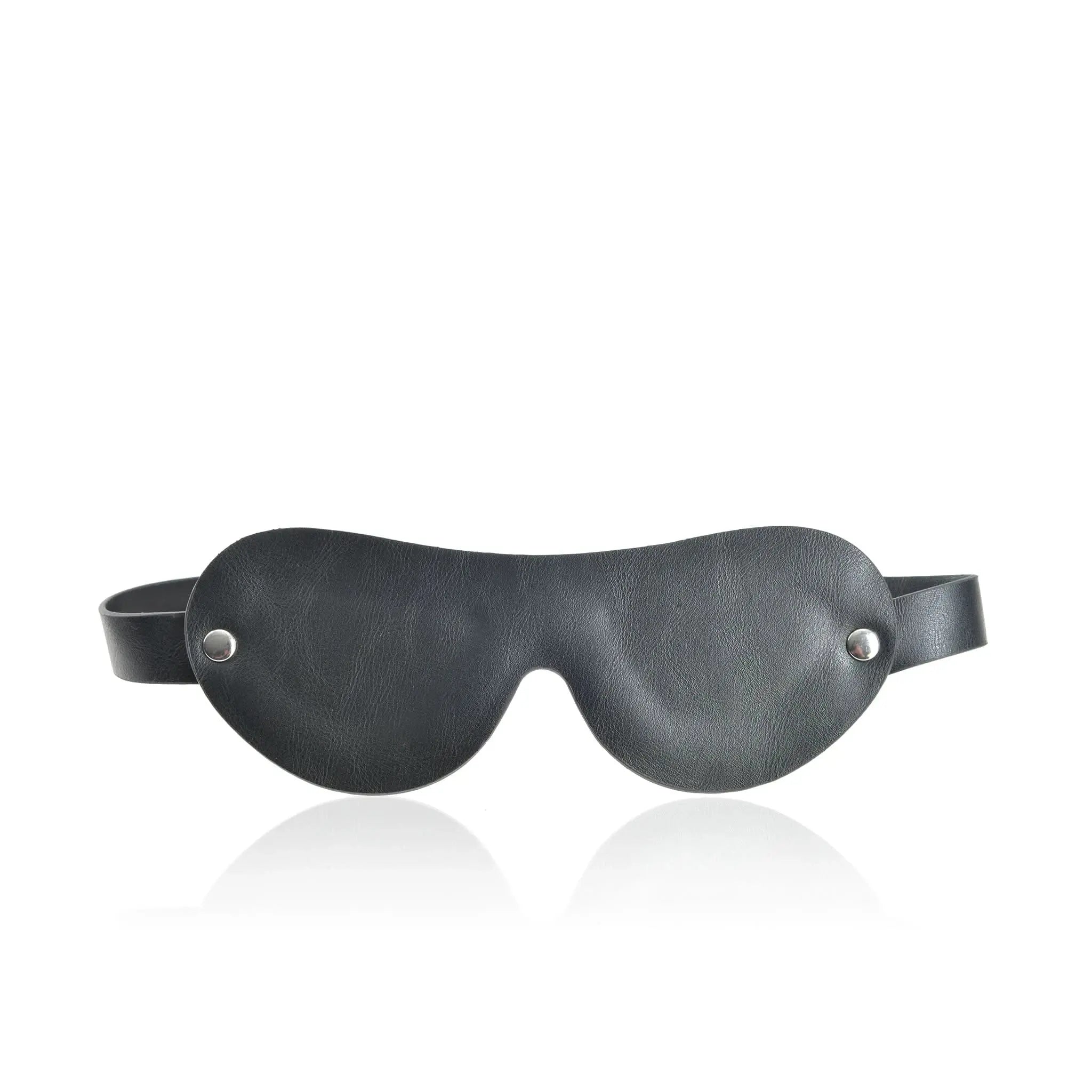 Luxury black leather eye mask with silver studs by JIMMYJANE on white background