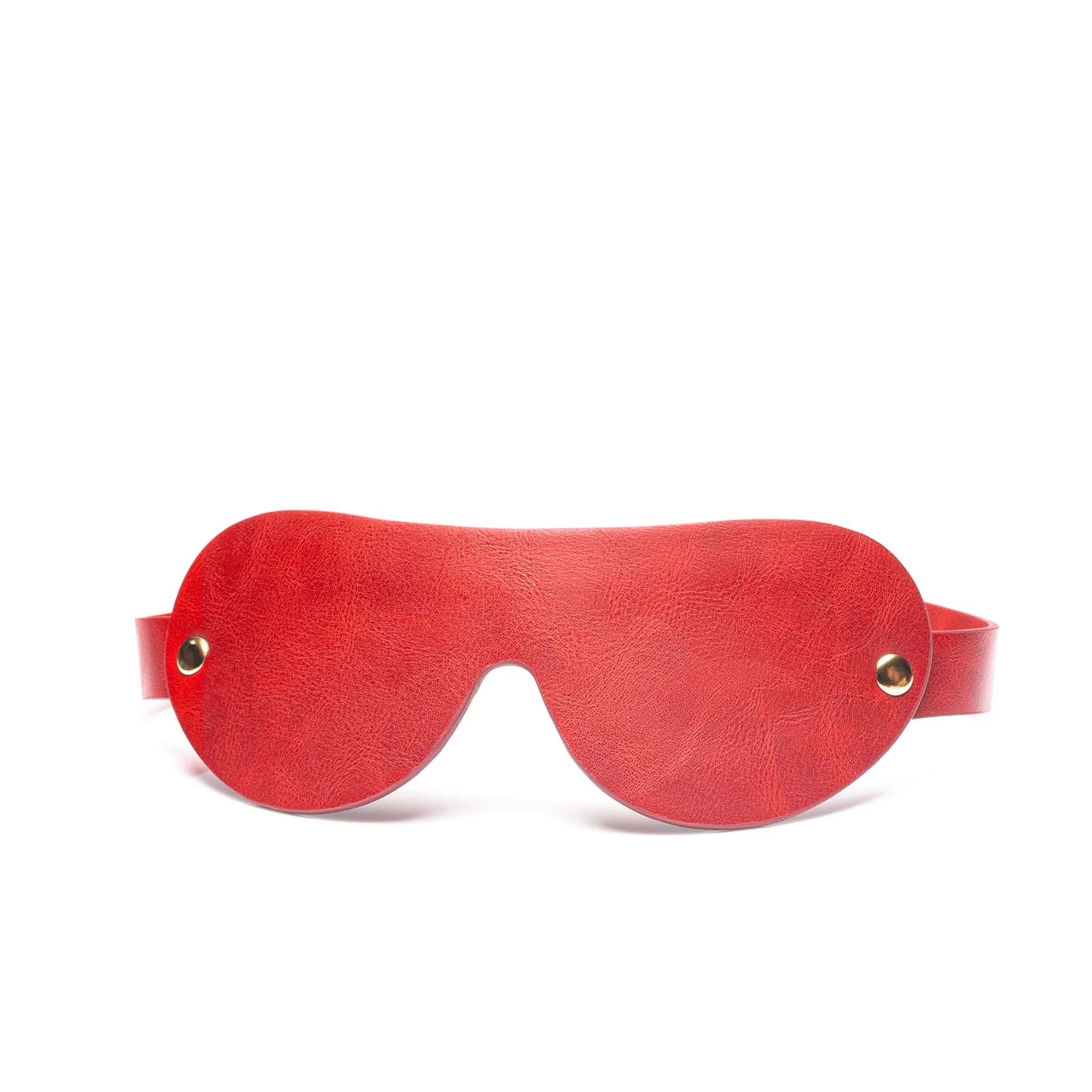The JIMMYJANE® 4-Piece Bondage Set includes a red vegan leather eye mask with metal rivets, ideal for couples play and adding style to your bondage collection. Shown on a white background.