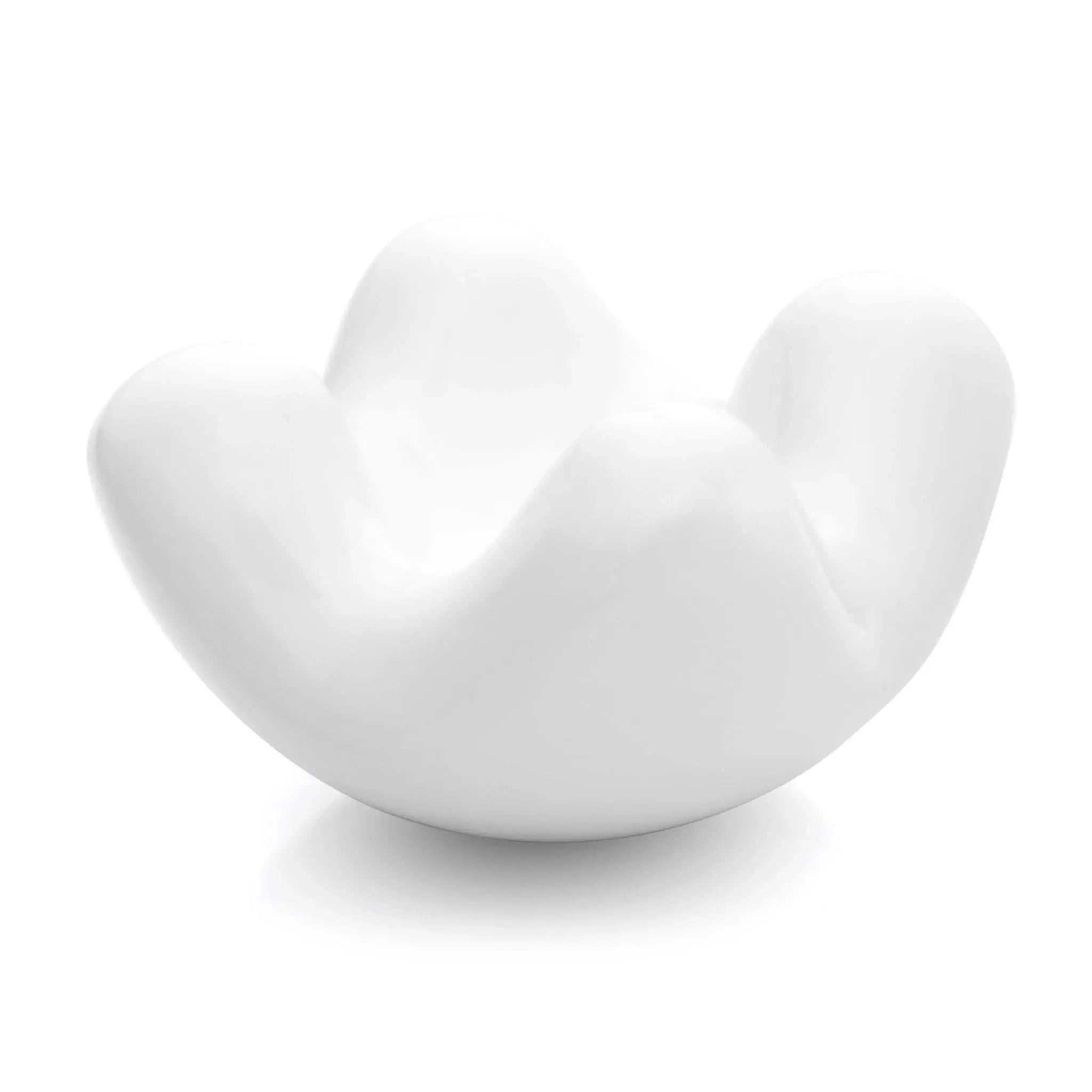 Sculpted white ceramic massage stone by JIMMYJANE on a white background
