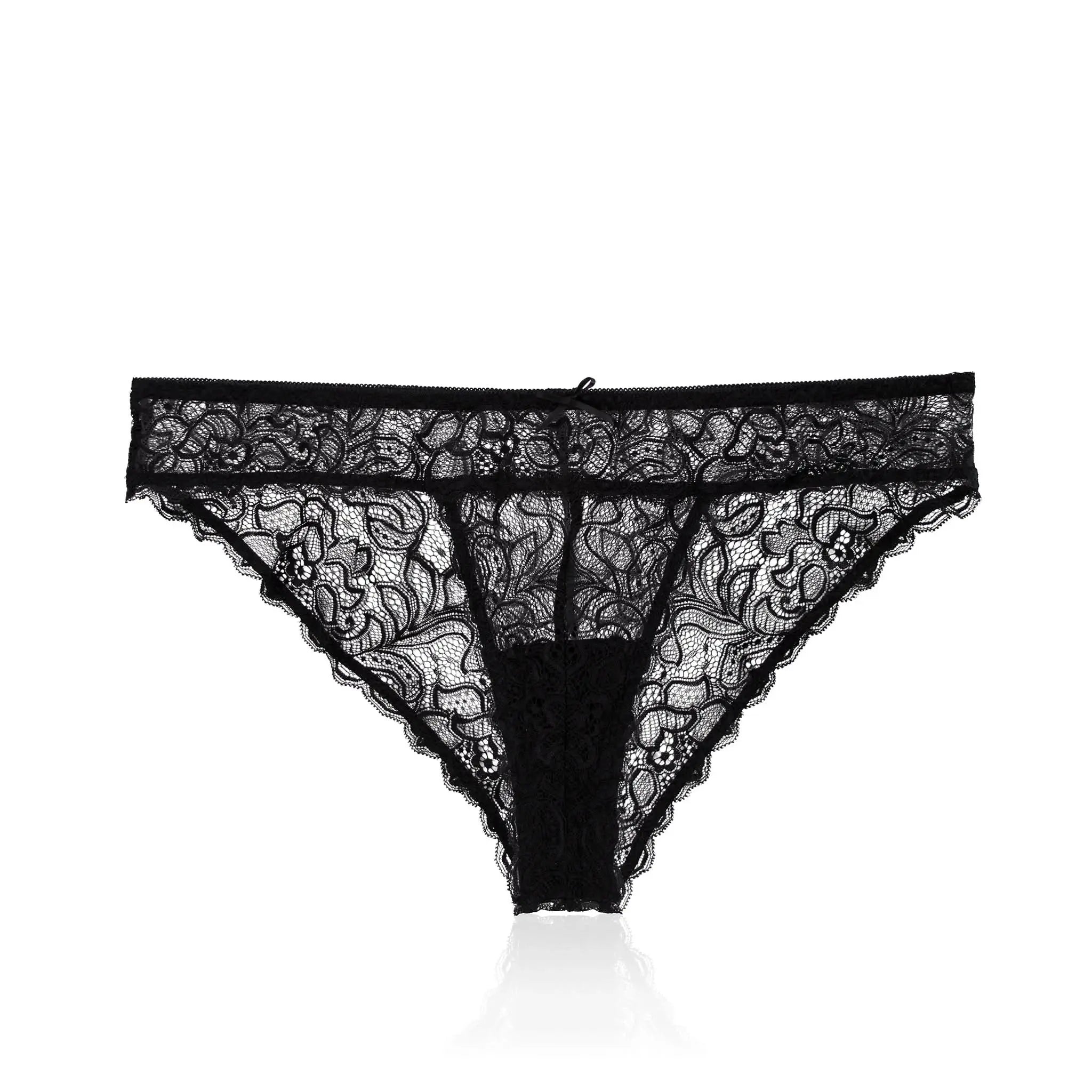Luxury black lace lingerie panties from JIMMYJANE®, featuring floral mesh design
