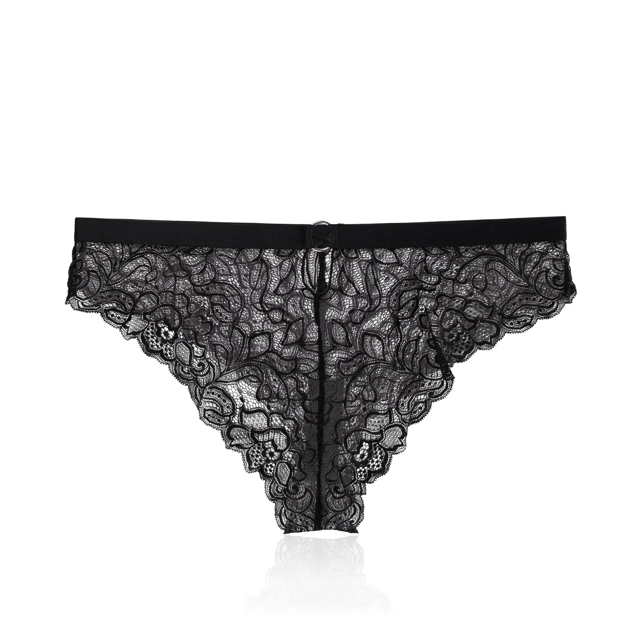Black lace luxury lingerie panty with floral design, premium intimate apparel by JIMMYJANE
