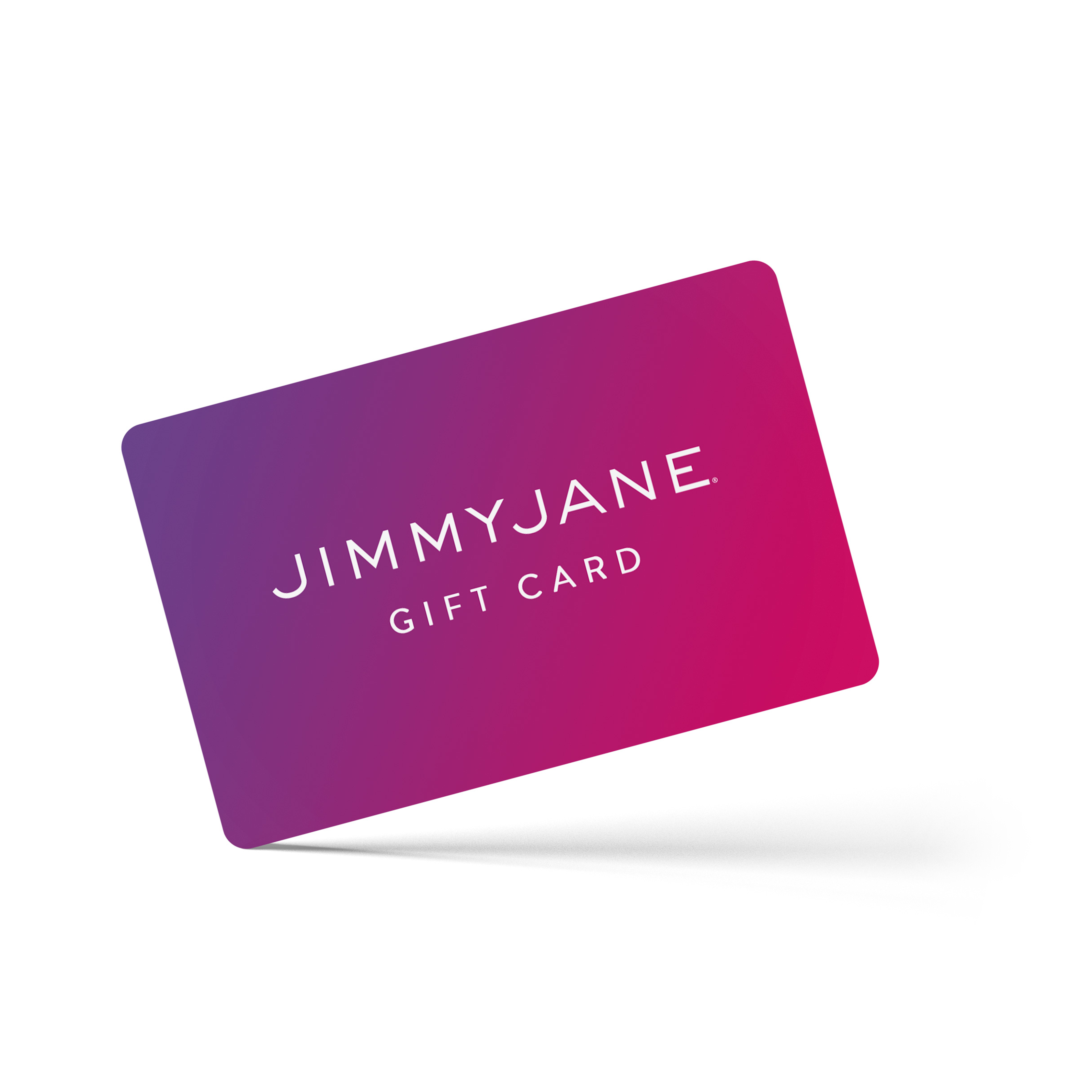 A JIMMYJANE® Gift Card featuring pink and purple tones with white text on a white background—perfect for exploring pleasure products.