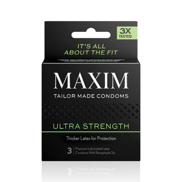Front of the Maxim Condoms 3 Pack - Ticker Later For Protection
