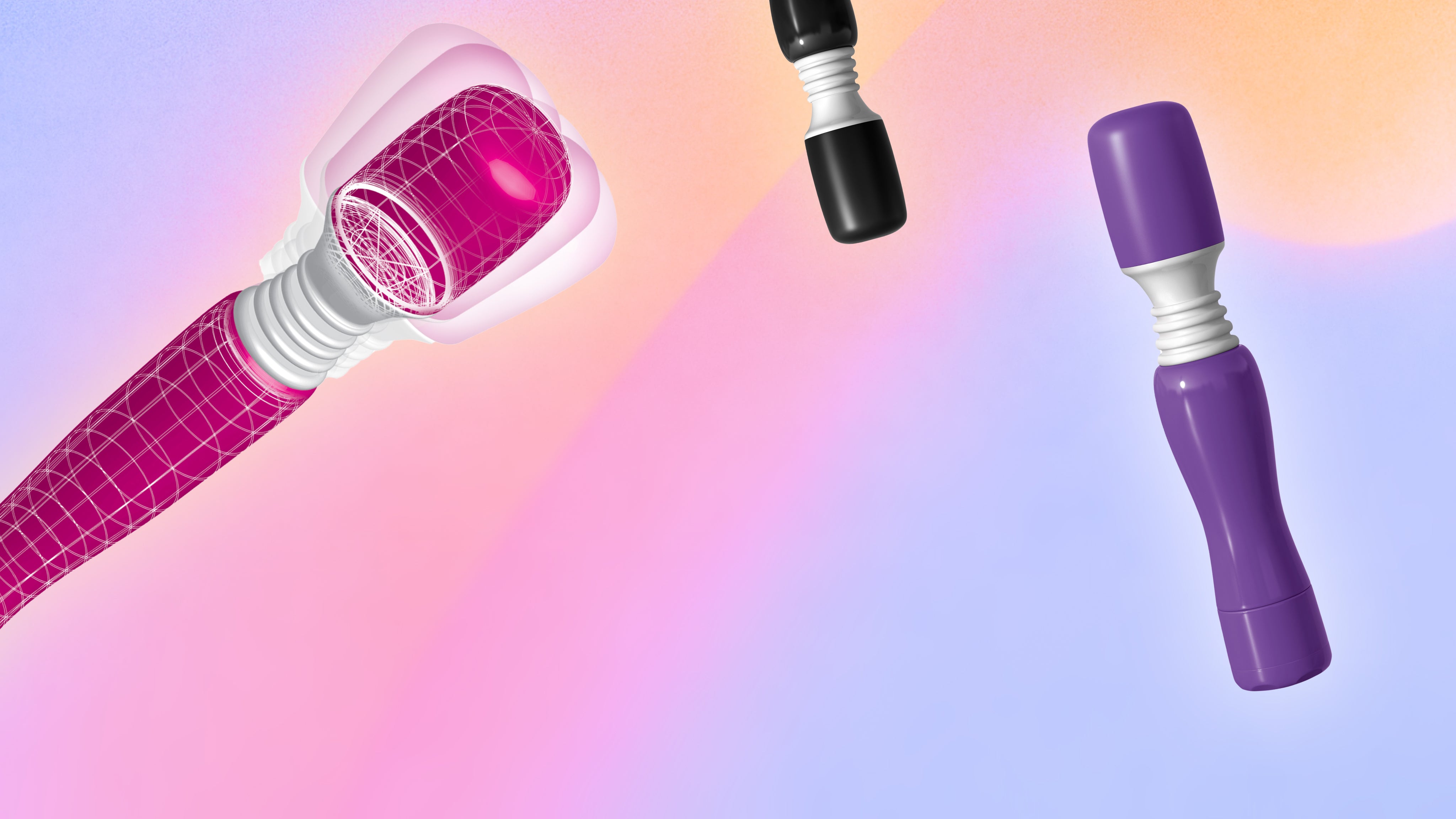Three handheld devices on a gradient background