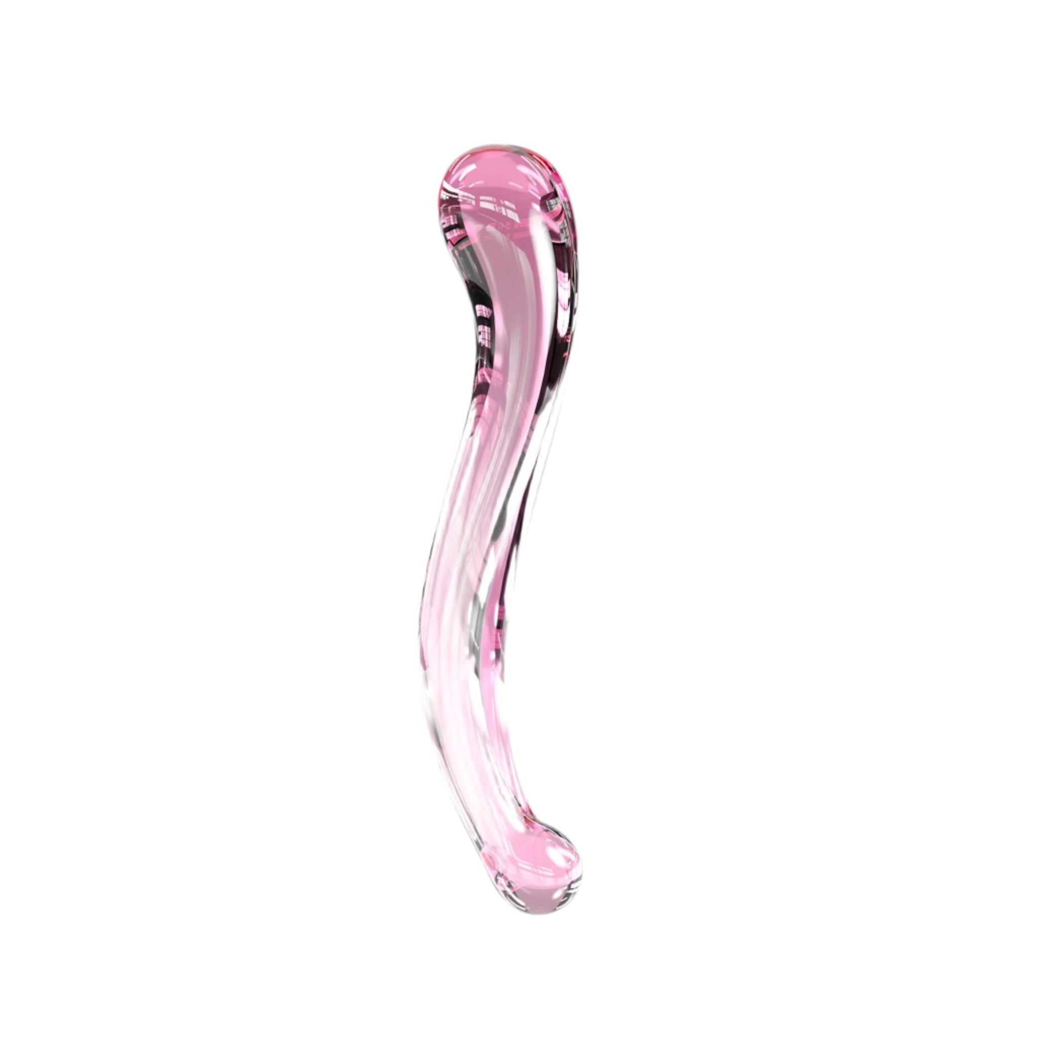 Pink glass dildo on a white background