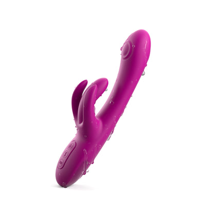 JIMMYJANE Touch-Me Pro purple silicone rabbit vibrator with water droplets and multiple control buttons