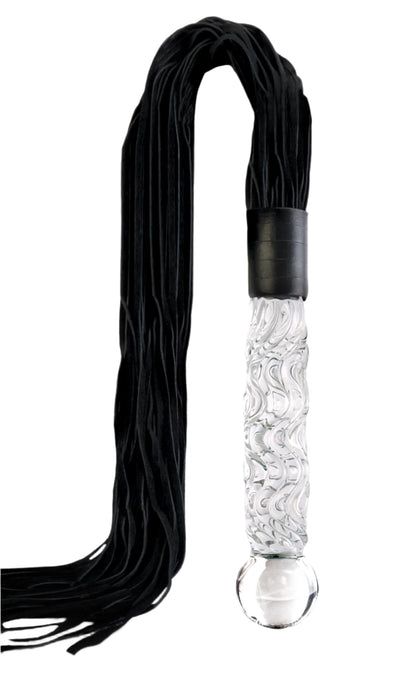 The Icicles® No. 38 by Icicles® features black suede tails and a clear glass grip with hand-blown textured swirls.
