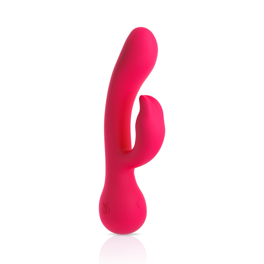 Front-facing angled silicone rabbit vibrator pink