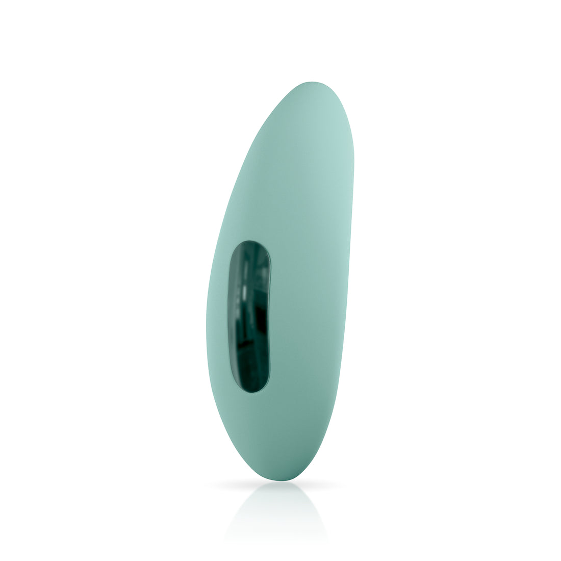 Angled side view of clitoral vibrator JJ-cactus green
