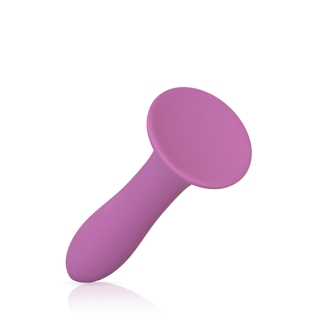 Side-facing angled silicone suction cup dildo purple