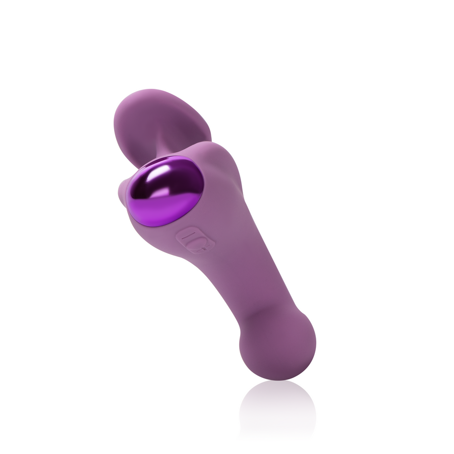 Curved Silicone Vibrator in the Purple Color, diagonal angle view
