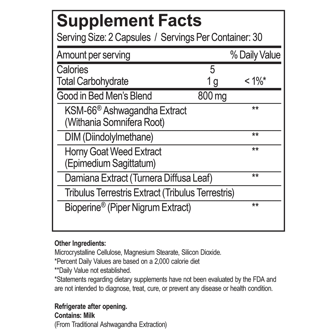 Supplement Facts for Good In Bed Men's Blend 