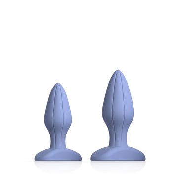 Front facing 1 inch and 0.8 inch silicone butt plug midnight blue