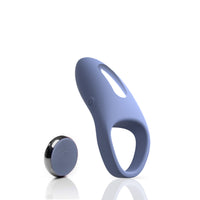 Back-facing angled silicone cock ring with wireless remote midnight blue