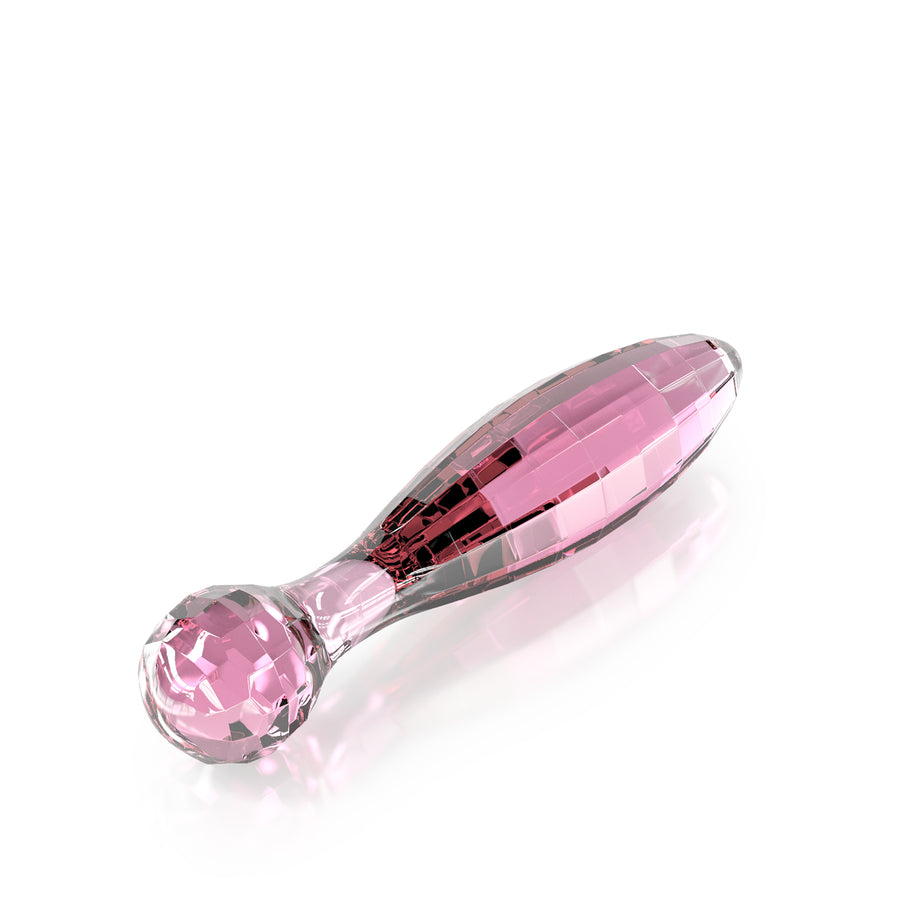 Top-facing angled 6 inch borosilicate glass dildo pink