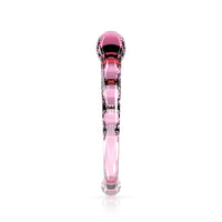 Back facing curved borosilicate glass dildo pink