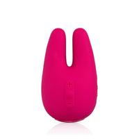Front facing two prong clitoral vibrator in pink #pink