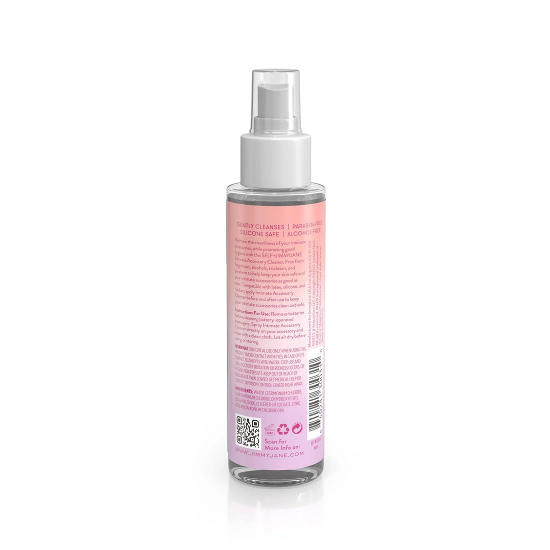 Self + Jimmyjane Intimate Accessory Cleaner 4.0 fl. oz. bottle back view