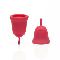 Self + Jimmyjane Menstrual Cup set in burgundy Front facing view