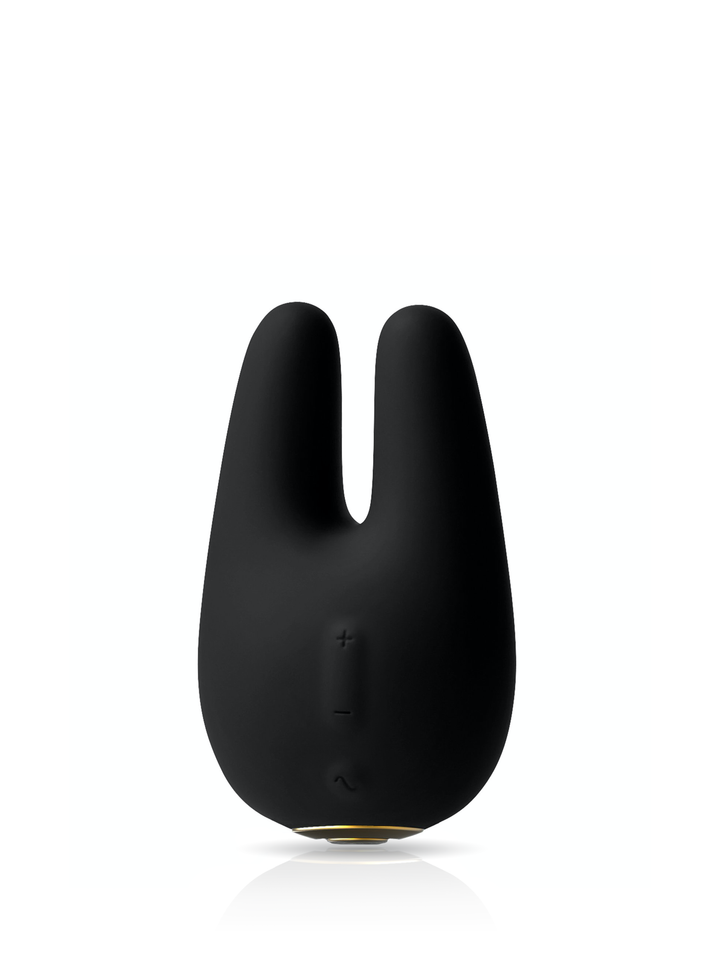 Front facing clitoral vibrator black with gold base