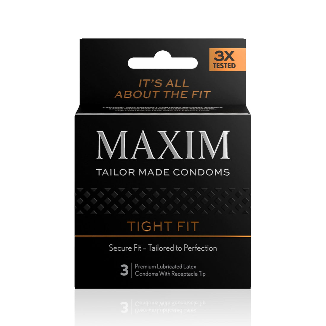 Maxim Tight Fit Condoms - 3 ct packaging - Front view