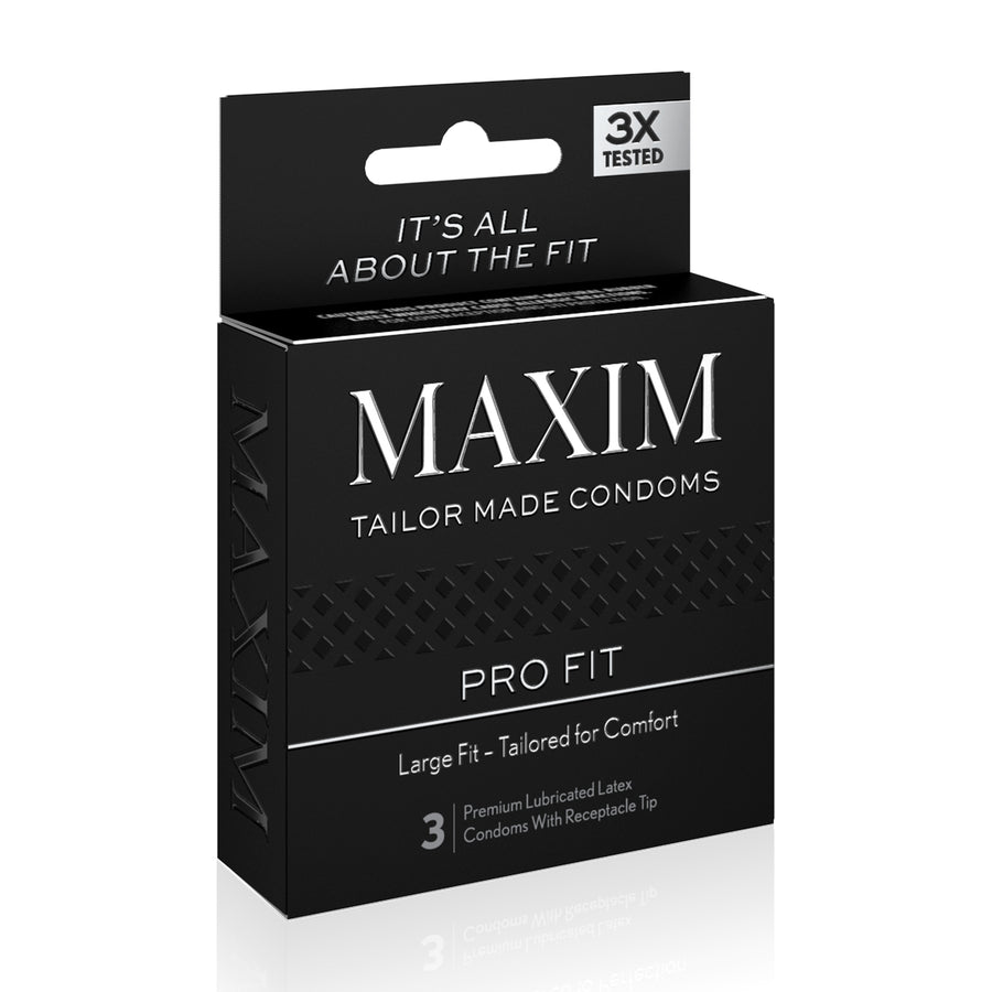 Side of the Maxim Condoms 3 Pack - Pro Fit