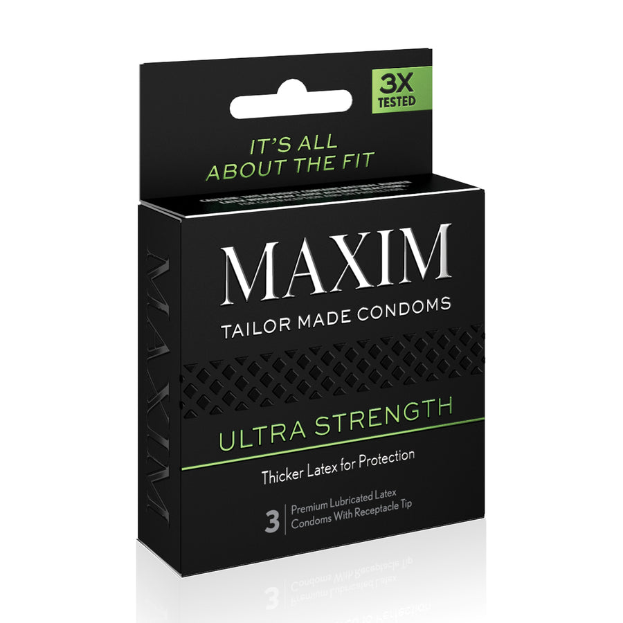 Side of the Maxim Condoms 3 Pack - Ticker Later For Protection