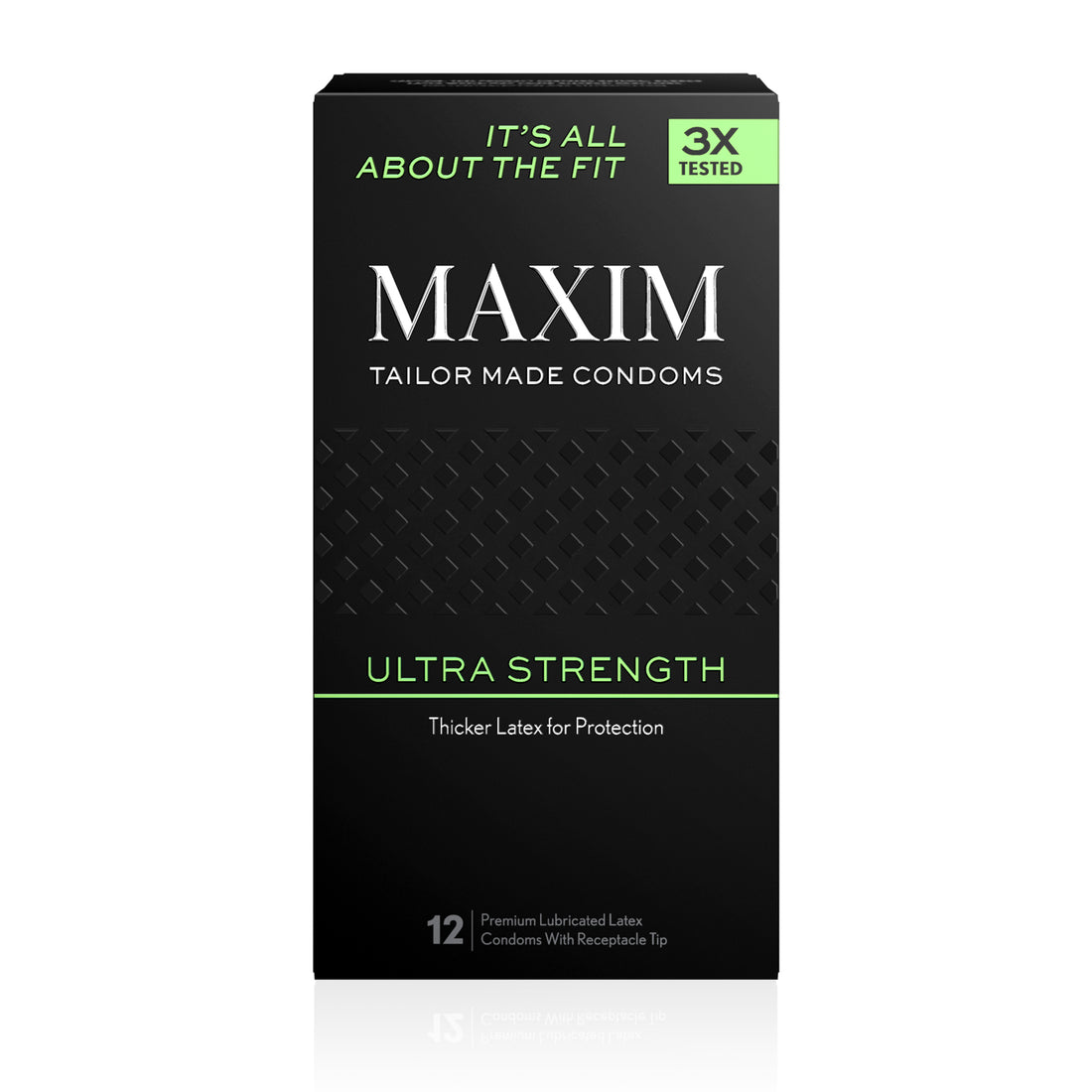 Front of the Maxim Condoms 12 Pack - Thicker Latex for Protection